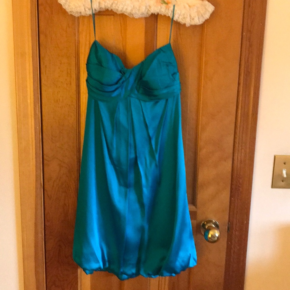 Party dress. Cache strapless teal dress
